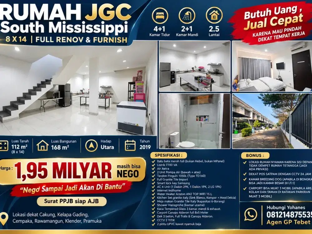Rumah Jgc South Mississippi 8X14 Full Renov & Furnish