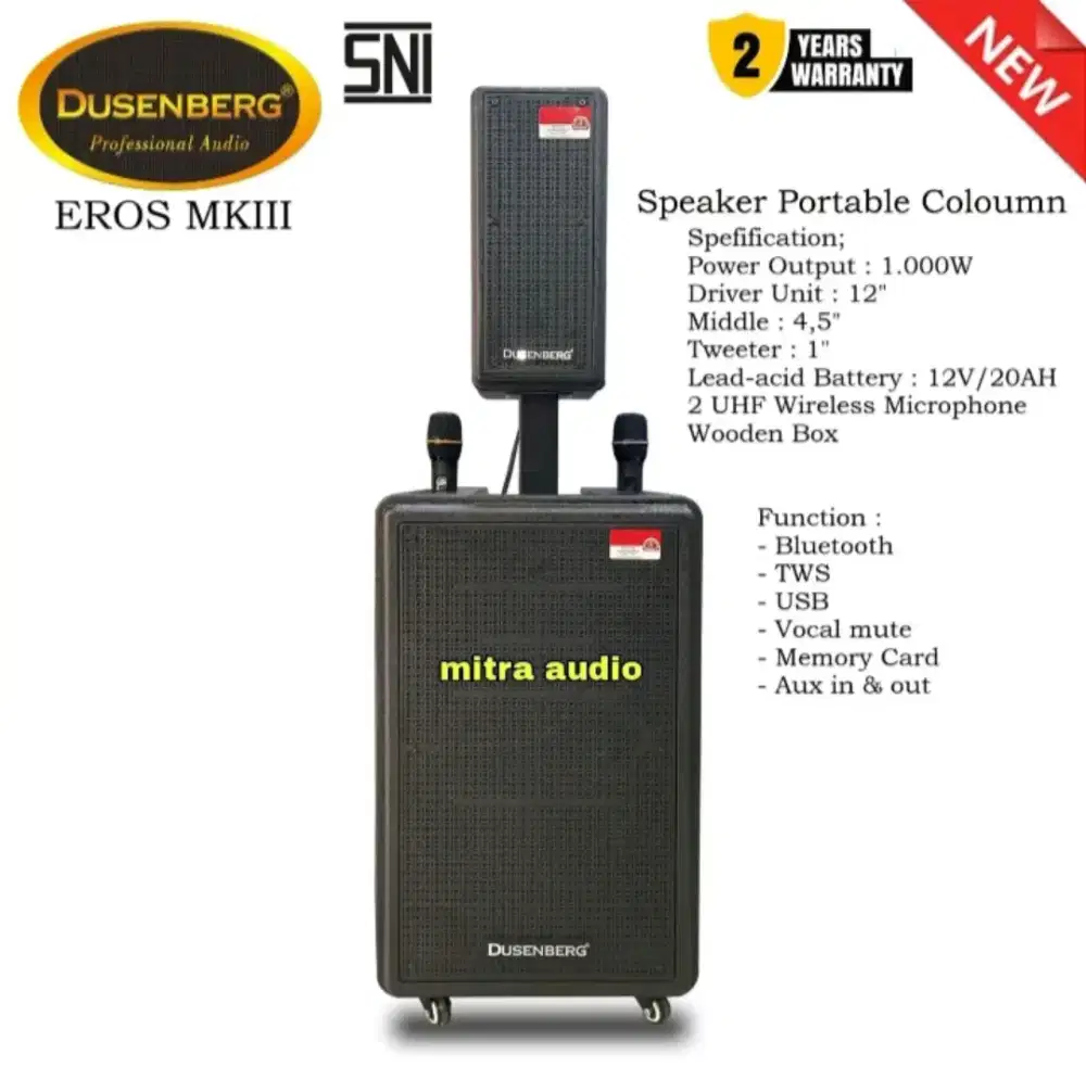 Speaker portable 12 inch bluetooth dusenberg eros mkii 1000 watt