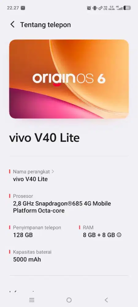 VIVO V40 LITE RAM 8+8/128 NFC