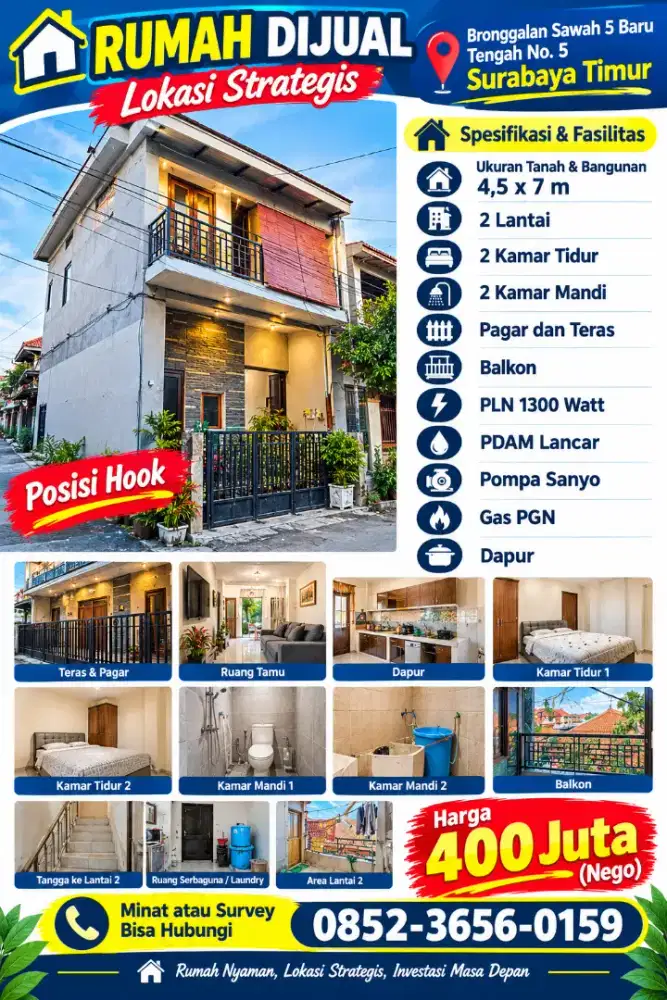 Jual Rumah Pribadi Posisi Hook Surabaya Timur