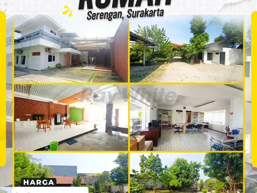DIJUAL RUMAH 2 LANTAI DI SERENGAN TENGAH KOTA SOLO LUAS TANAH 1450M MUKA 20M