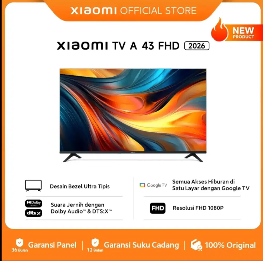 Xiaomi TV A 43 FHD 2026 | Resolusi FHD | Dolby Audio| DTS-X Google TV
