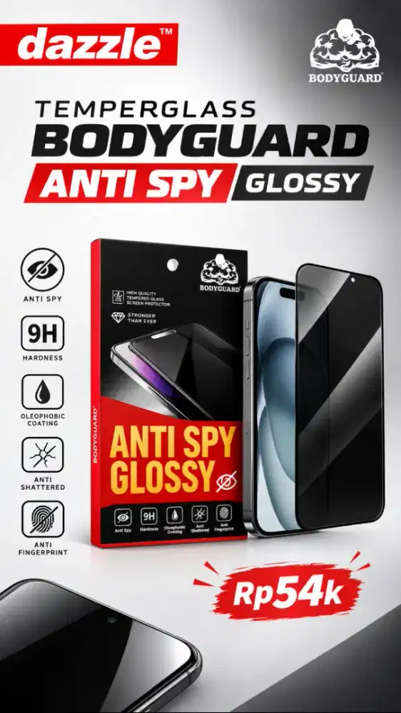 Temperglass Bodyguard Anti Spy Glossy