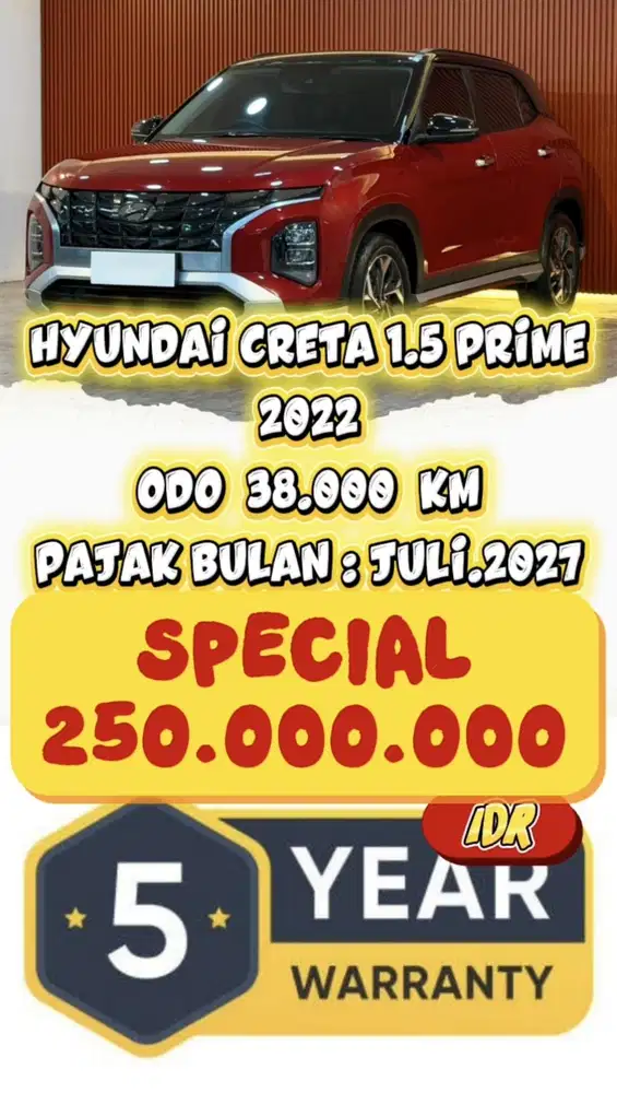 [ ODO 38.000 KM ] HYUNDAI CRETA PRIME 1.5 BLUELINK 2022 SIAP PAKAI