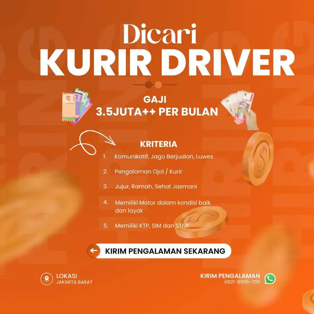 Di Cari Kurir Driver Seller - JUALAN FASHION KELILING