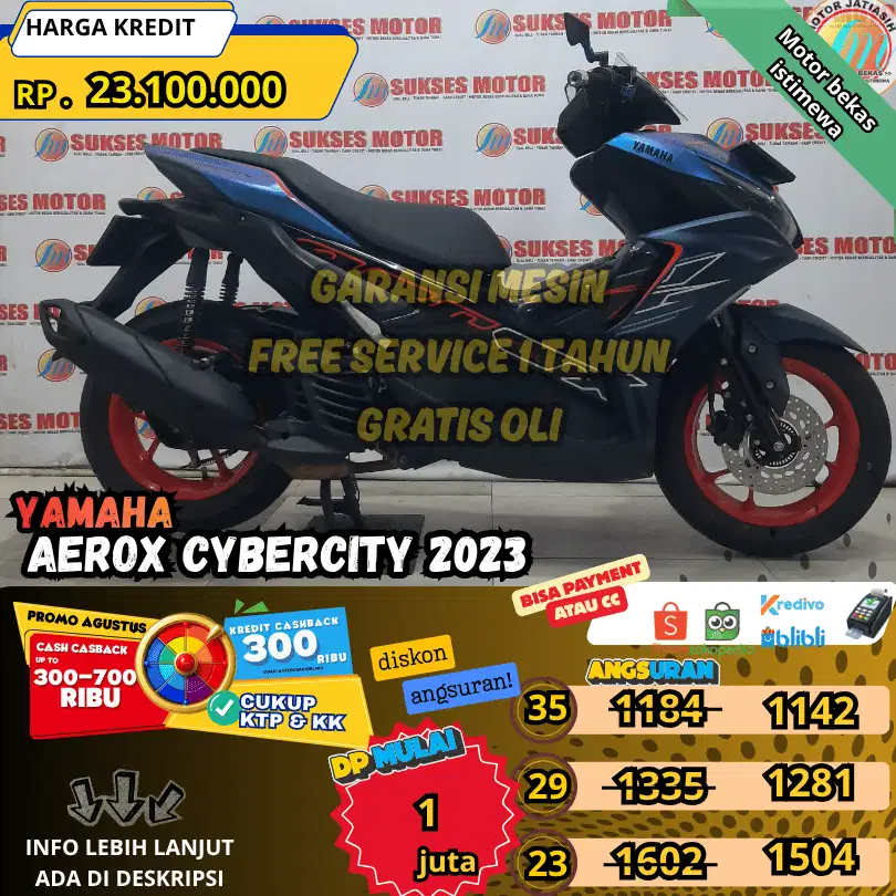 YAMAHA AEROX CYBERCITY 2023 PLAT BEKASI KOTA PAJAK PANJANG AJIB DAH