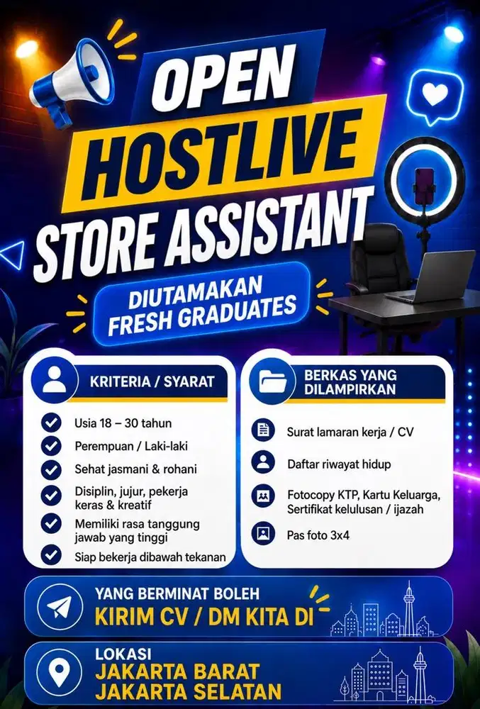 LOWONGAN KERJA HOST LIVE & STORE ASSISTANT