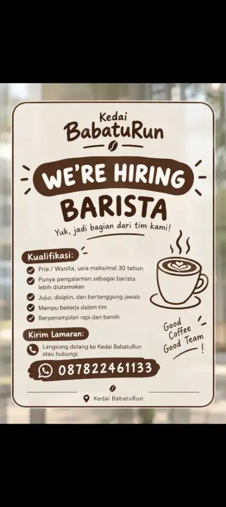 Dibutuhkan barista