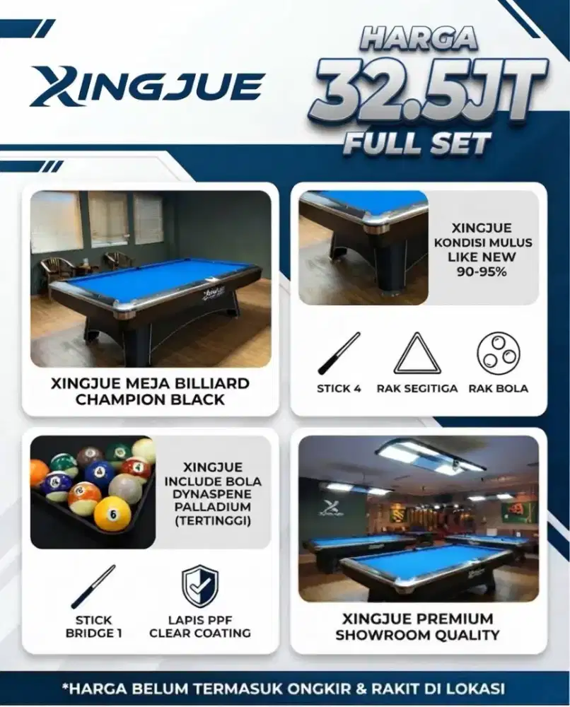 Meja Billiard XING JUE Stok Banyak 32,5jt full set