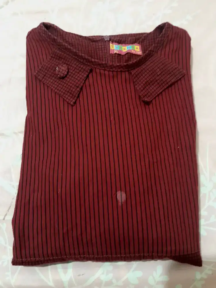 gamis maroon kotak-kotak