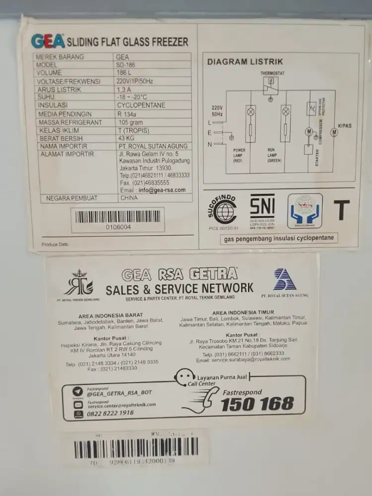 Jual freezer gea