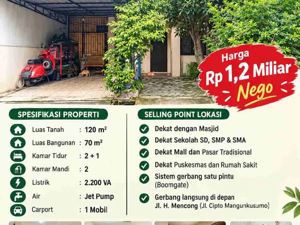 HOT! RUMAH LT 120M² DI CILEDUG – LOKASI STRATEGIS, RP1,2 M NEGO