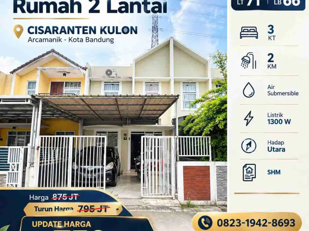 Turun Harga rumah 2 lantai 700 Jutaan di Cisaranten Arcamanik, Bandung
