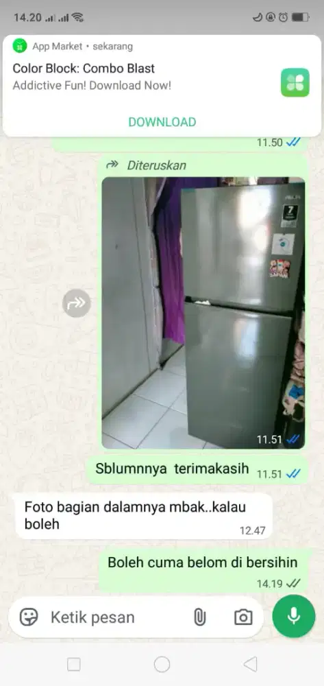 Dijual cepat KULKAS MERK AQUA . KULKAS 2 PINTU