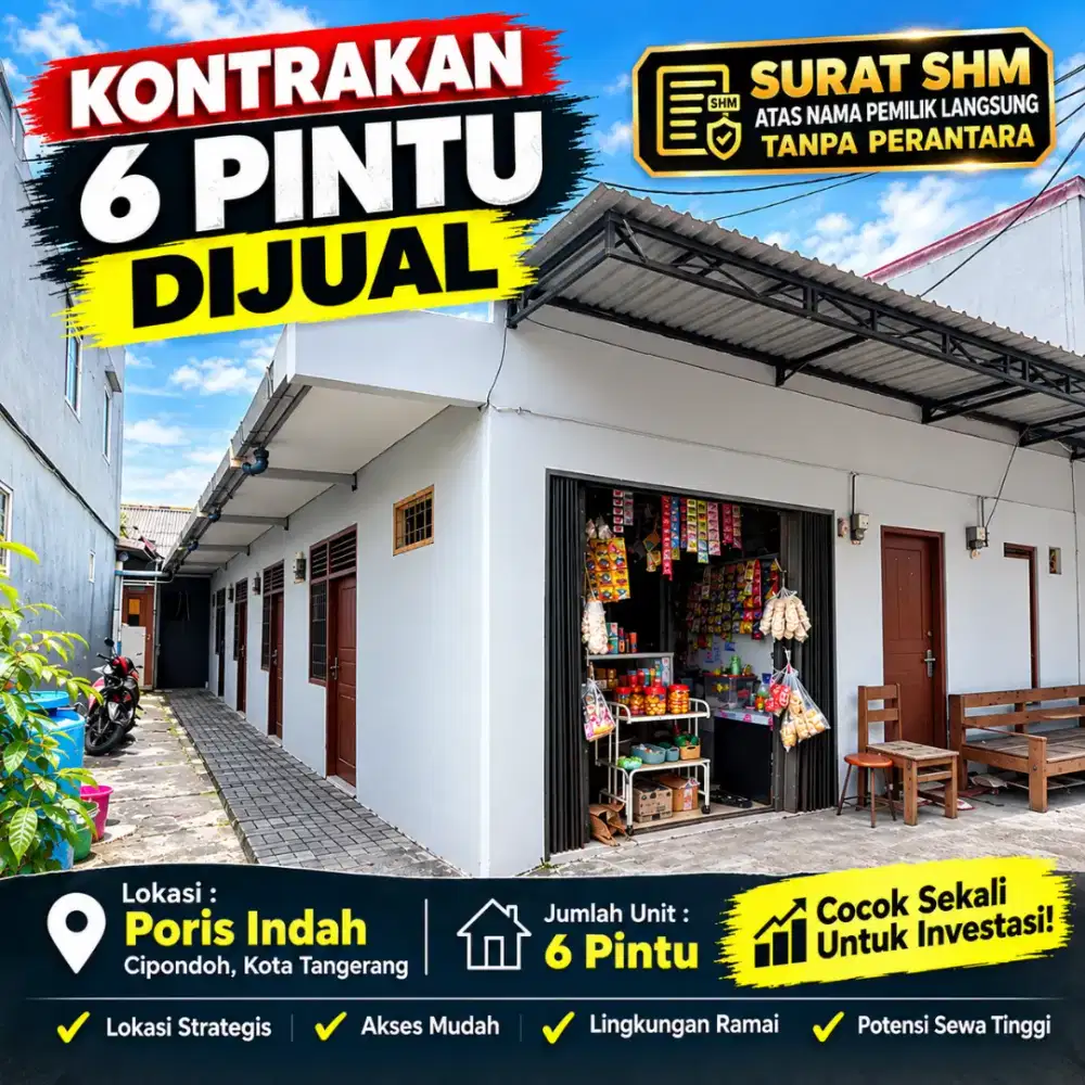 Di Jual Kontrakan Kosan 6 Pintu Poris Indah Cipondoh Tangerang Kota
