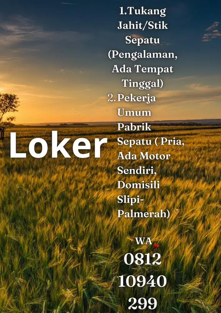 Tukang spesialis jahit sepatu dan freelance pekerjaan umum operasional