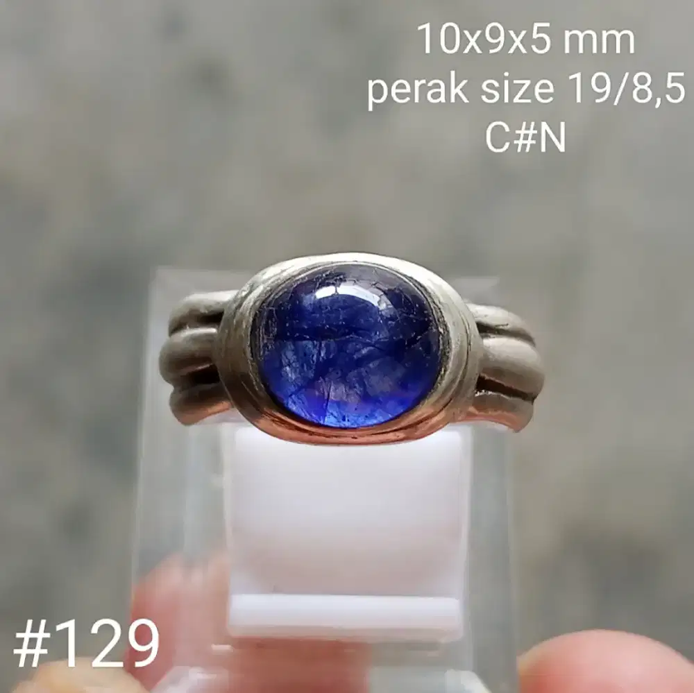 Cincin perak, batu blue sapphire afrika