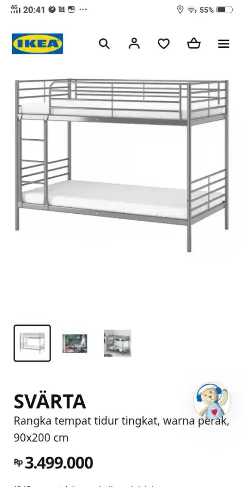 Dijual tempat tidur tingkat IKEA type SVARTA