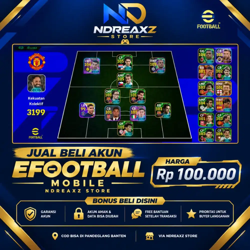 JUAL AKUN EFOOTBALL MOBILE NOMINAL 100K