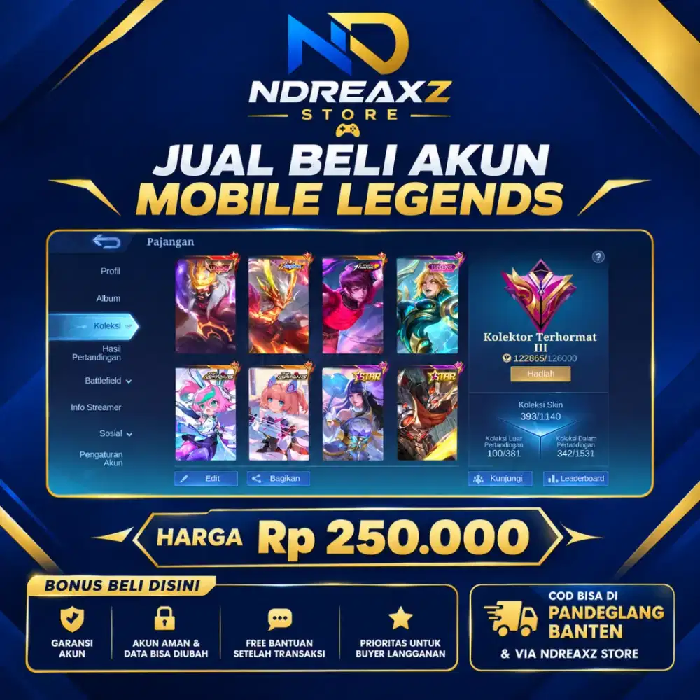 JUAL AKUN MOBILE LEGENDS NOMINAL 250K