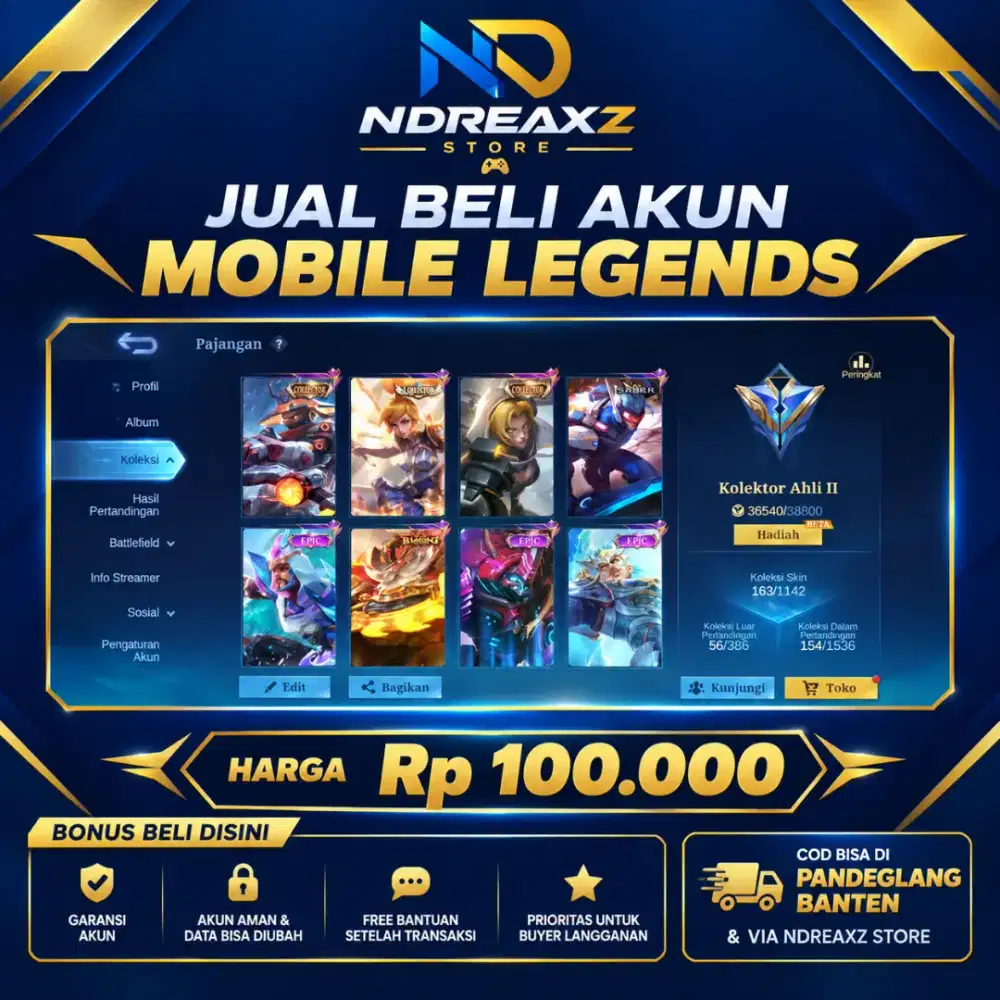 JUAL AKUN MOBILE LEGENDS NOMINAL 100K