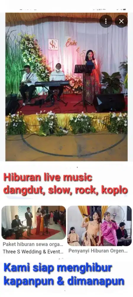 Sewa organ tunggal campur sari, koplo, slow rock