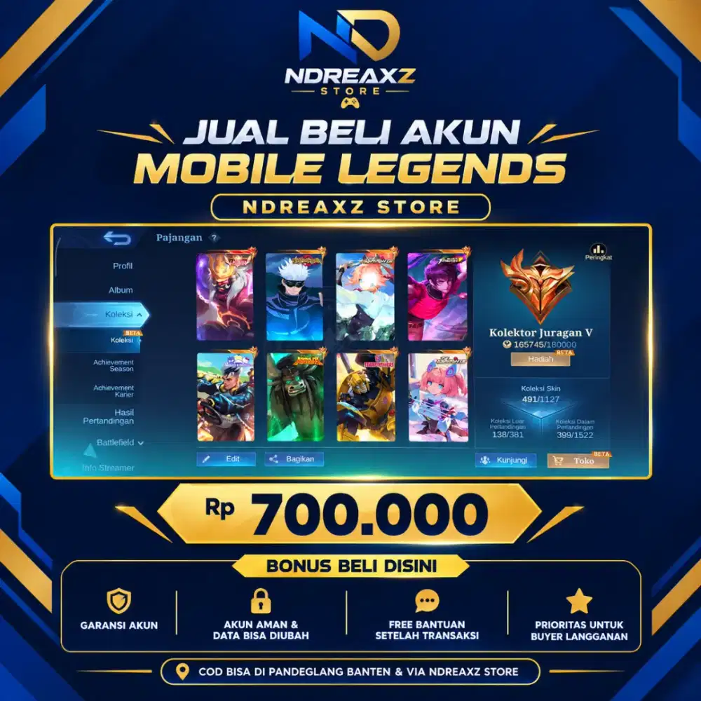 JUAL AKUN MOBILE LEGENDS FRANCO LEGENDS & FANNY ASPRIANT NOMINAL 700K