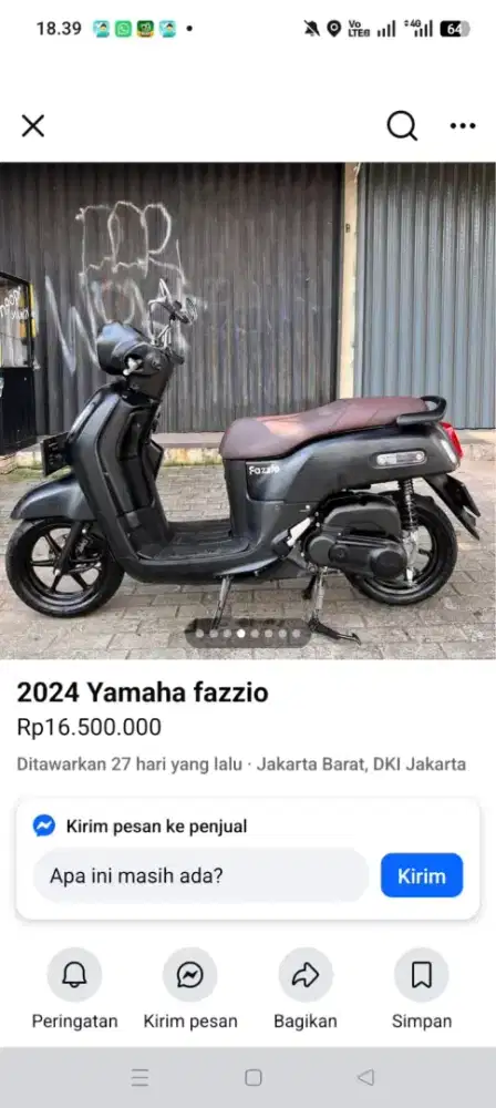 Yamah fazzio Lux Hitam