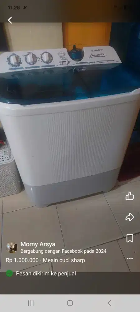 Mesin cuci sharp 8,5 kg masih mulus dan bagus