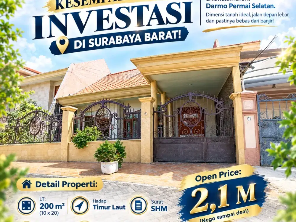 JUAL CEPAT RUMAH HITUNG TANAH DARMO PERMAI SELATAN