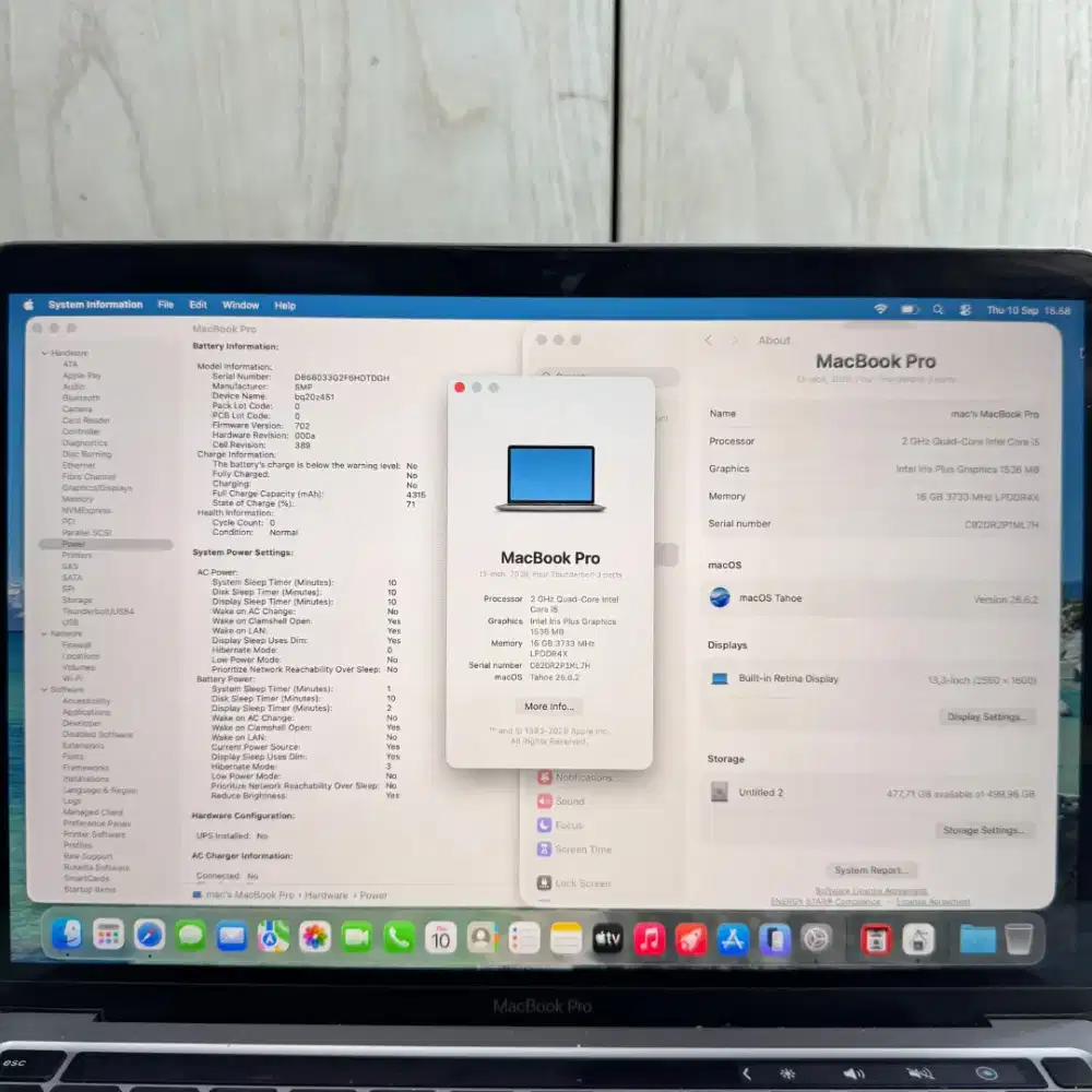 Macbook Pro 2020 layar 13 Inch Ram 16 Ssd 256 Space Grey