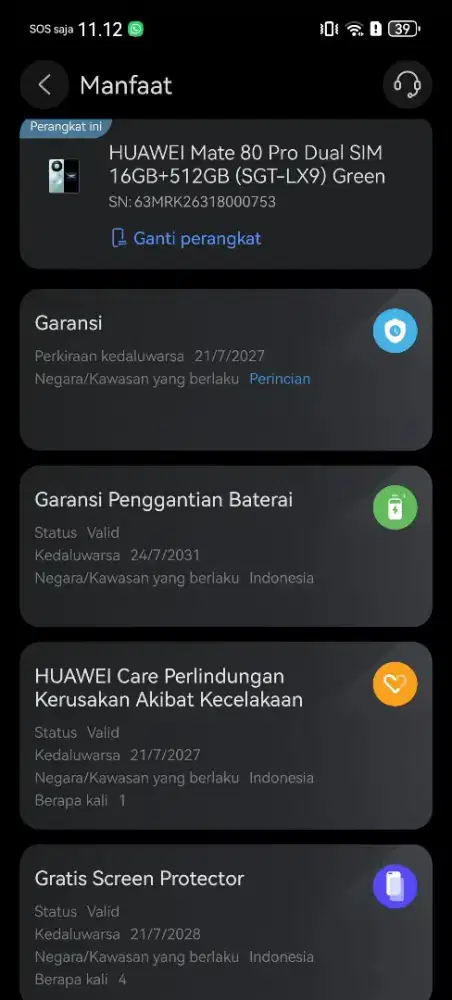 Dijual Huawei Mate 80 Pro Mulus Like New Garansi Panjang
