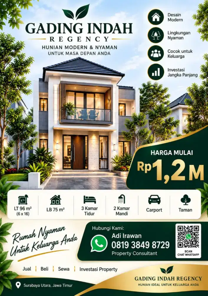 rumah surabaya utara • rumah dijual surabaya • gading indah regency