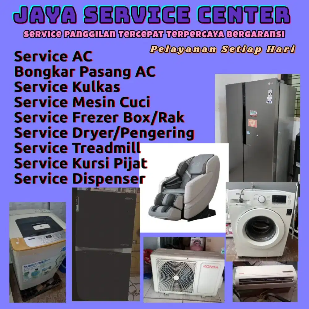 Service Kulkas Frezer Bongkar Pasang AC Servis AC Mesin Cuci Treadmill