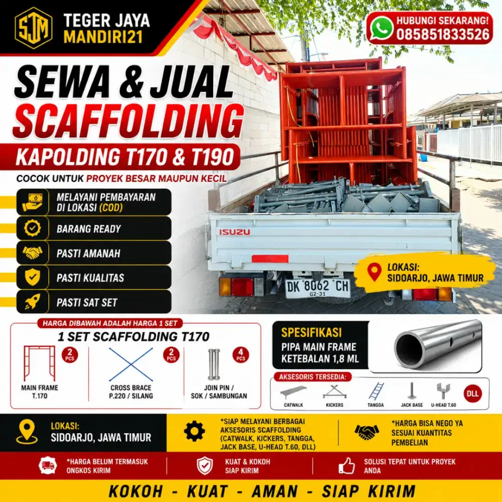 JUAL SCAFFOLDING PIPA TUBULAR GALVANIS BEKISTING TIEROT WINGNUT JACKU