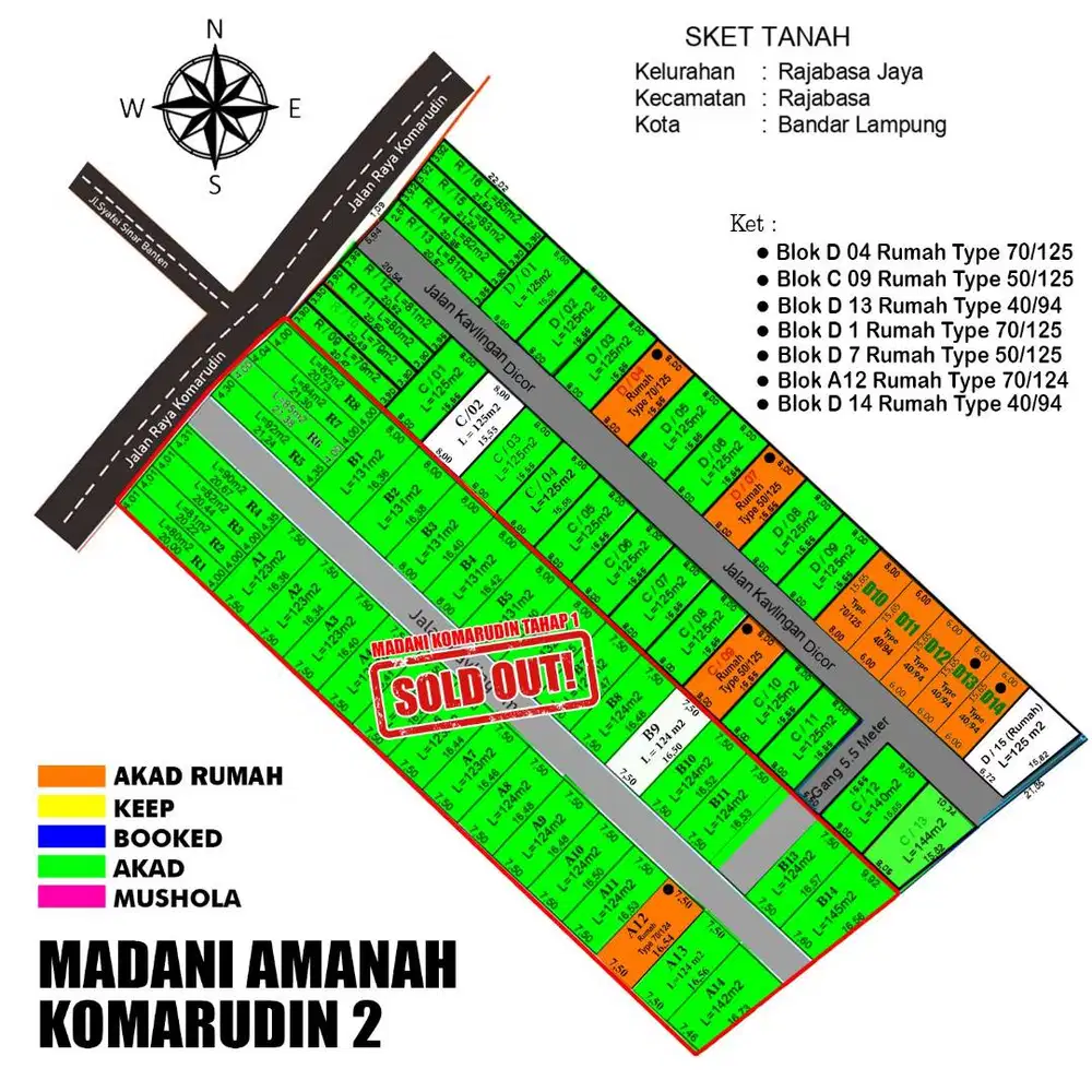 CLUSTER DI PINGGIR JALAN UTAMA KOMARUDIN RAJABASA