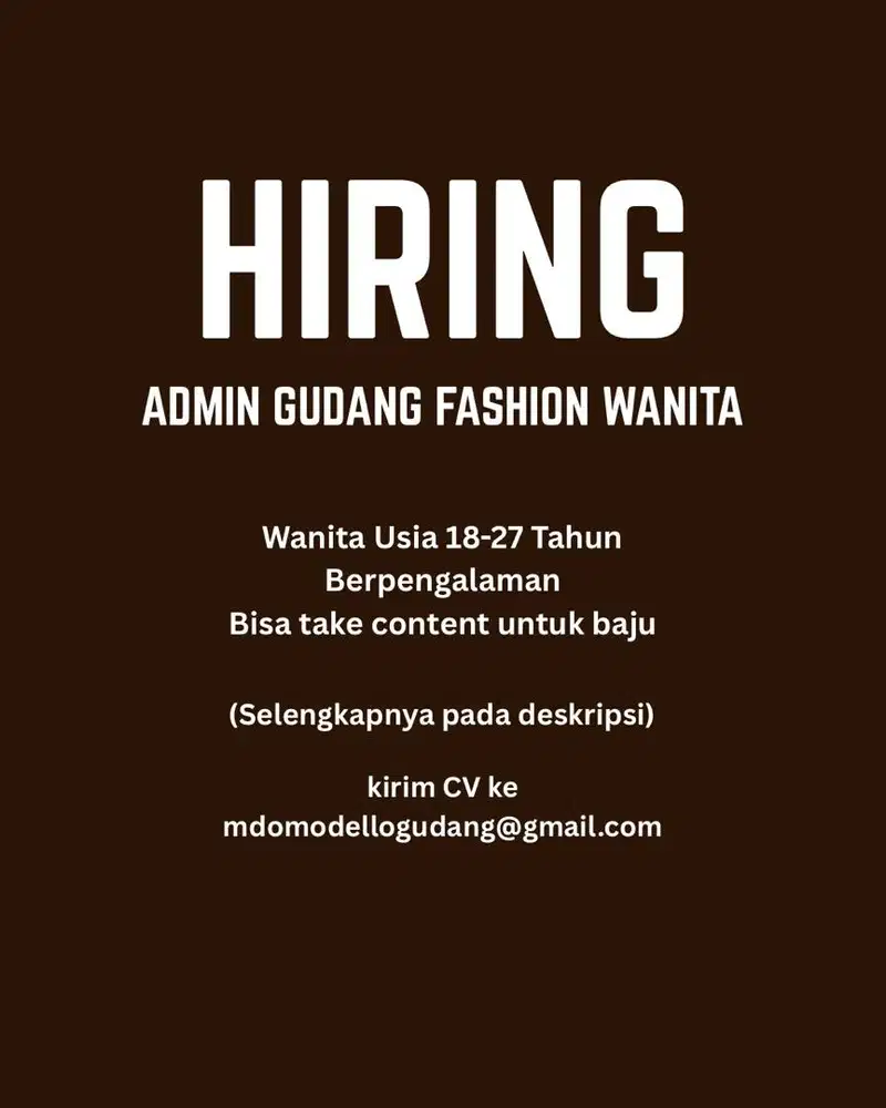 Admin Toko Baju (Bagian Gudang)