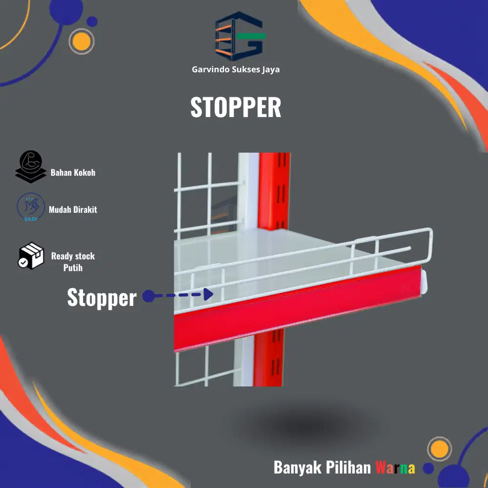 Garvindo_Rak Stopper/Pembatas Rak Gondola Toko Minimarket