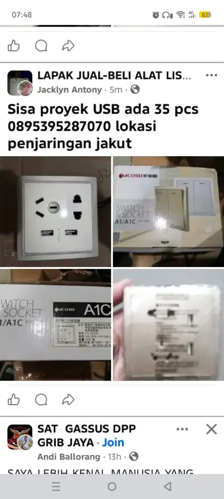 Colokan USB sisa proyek baru ada 40 pcs