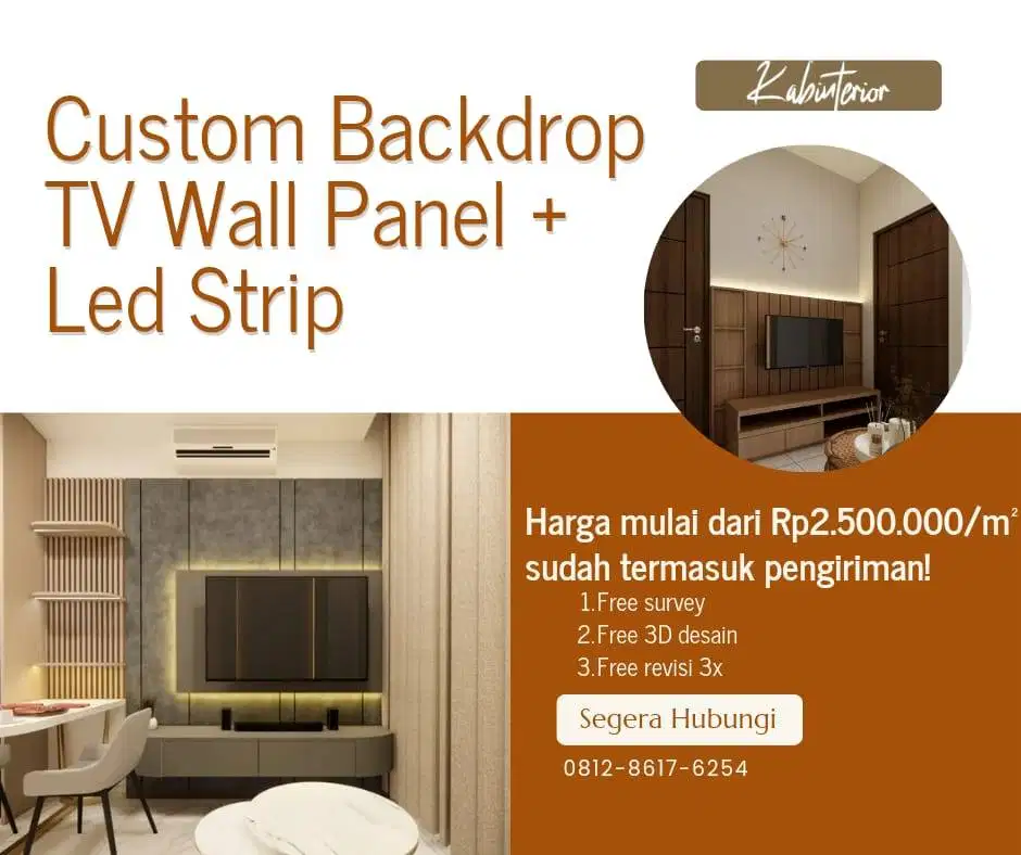 Custom Backdrop TV Wall  Panel LED Strip Minimalist