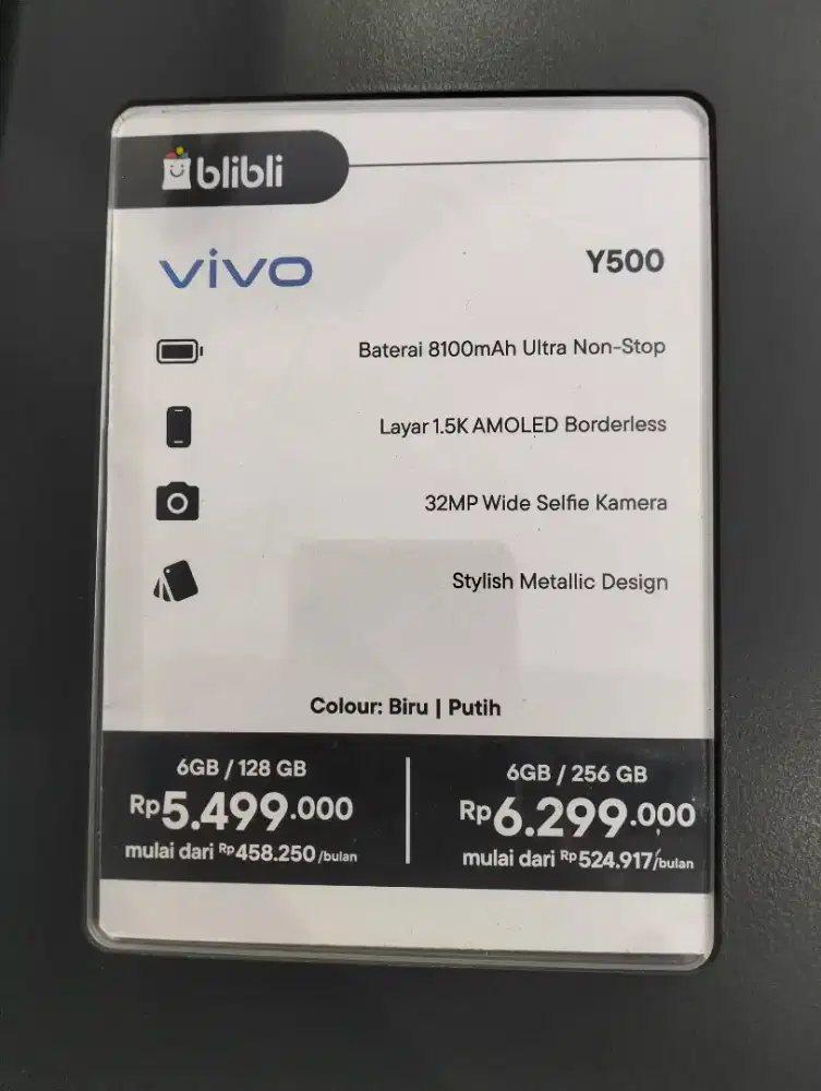 Cicilan vivo y500 dp 0% limit hingga 50juta syarat ktp aja!!!
