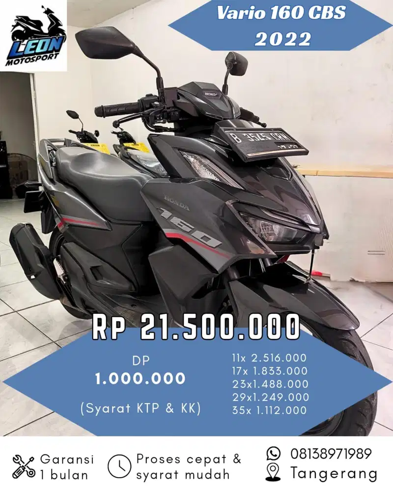 Vario 160 CBS ISS 2022, jual beli motor seken