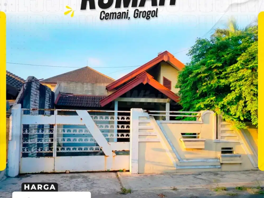 Dijual Rumah 4kamar Mobil Simpangan Startegis dekat ke Solobaru, di Cemani grogol Sukoharjo