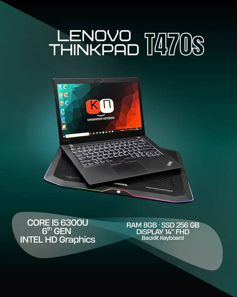 Lenovo Thinkpad T470s Core i5 Gen6 RAM 8GB 256GB Layar 14inch