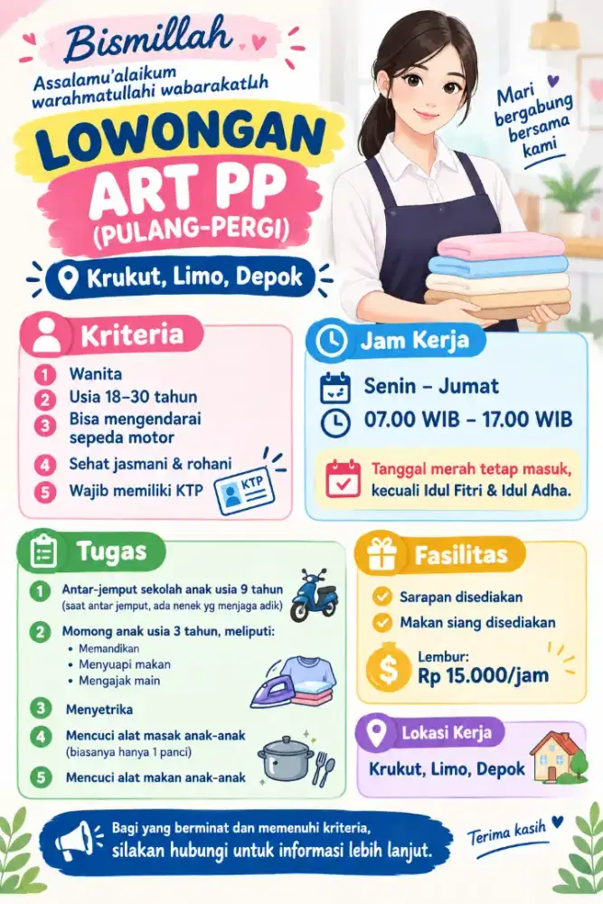 Dibutuhkan ART Momong dan Beberes