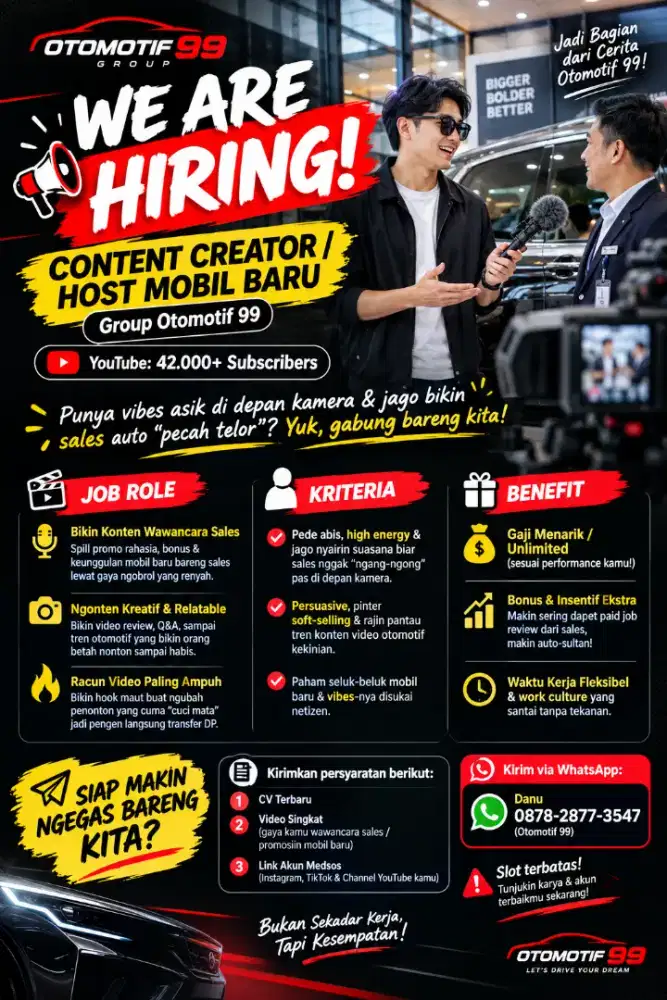 CONTENT CREATOR / HOST MOBIL BARU