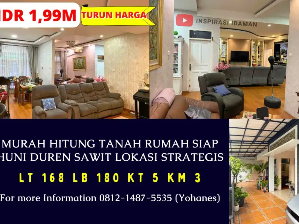 Jual Cepat Murah Hitung Tanah Rumah Siap Huni Duren Sawit Strategis