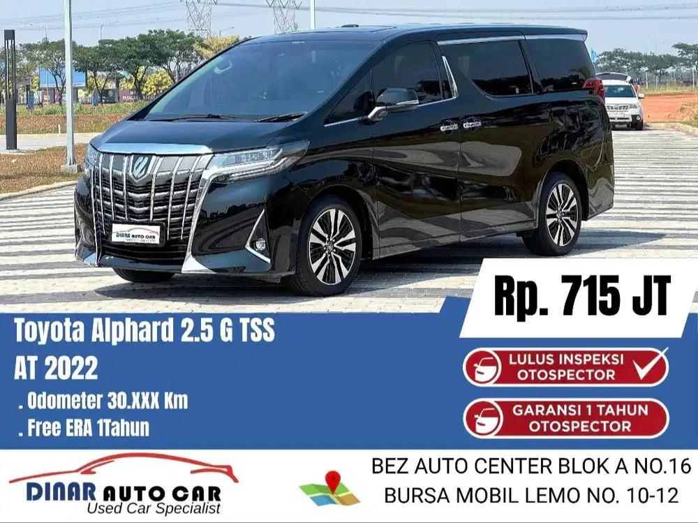 (30Rb) Alphard G TSS 2022 Hitam B Genap Warenty 1Th 50Jt*Dinar Auto*