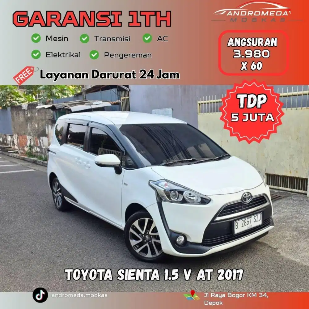 TDP TERMURAH 5 JT TOYOTA SIENTA 1.5 V AT 2017 KONDISI ISTIMEWA
