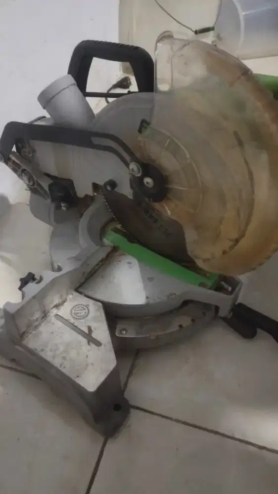 Mesin potong sudut siku RYU 10 inch aluminium besi kayu, mitter saw,